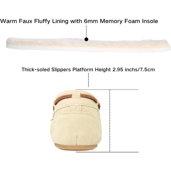 Women's Cream Leather Faux Fur Pile lined lace Up Cozy Bow Warm Slippers Boot - Picture 4 of 5